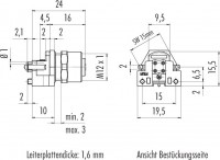 Binder Einbaudose für Leiterplattenmontage Serie 766 99-4442-458-05 / gerade, mit Schirmblech / 5